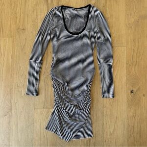 FREE PEOPLE Stripe Ruched Long Sleeve Dress